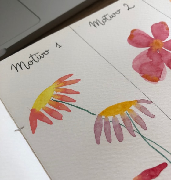 Violeta Luján - 3 motivos florales dibujados con acuarelas - 4
